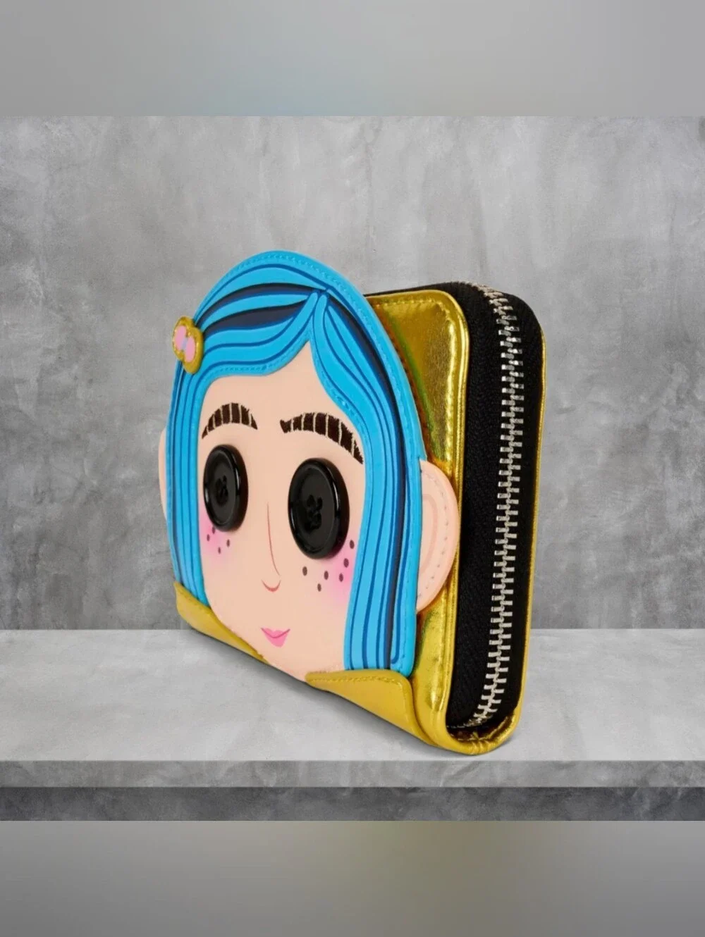 Loungefly x Coraline 15th Anniversary Laika Doll Metallic Cosplay Wallet 💛